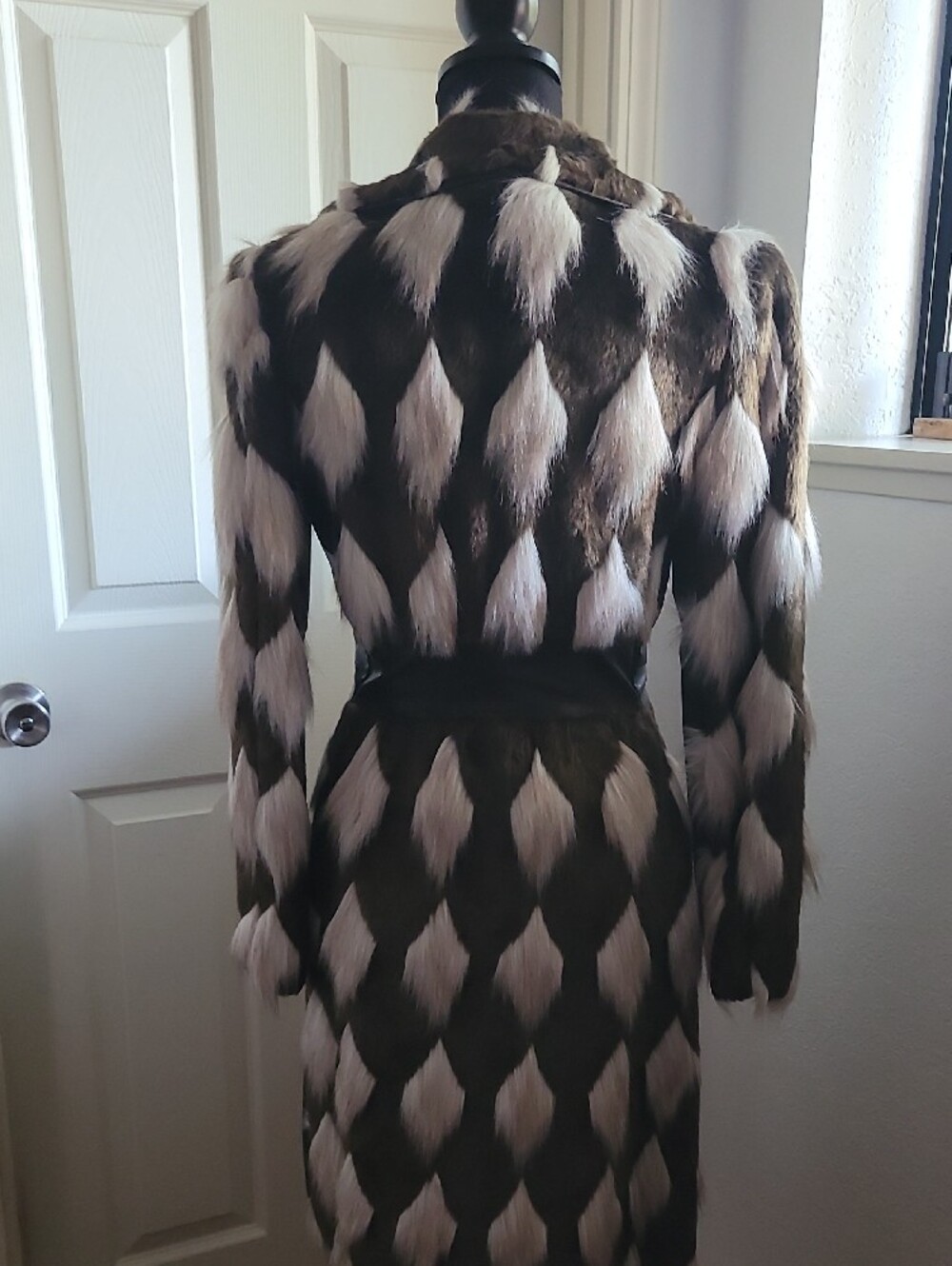 Betsey Johnson Brown and White Faux Fur Long Coat VINTAGE S COLLECTIBLE - Picture 11 of 17